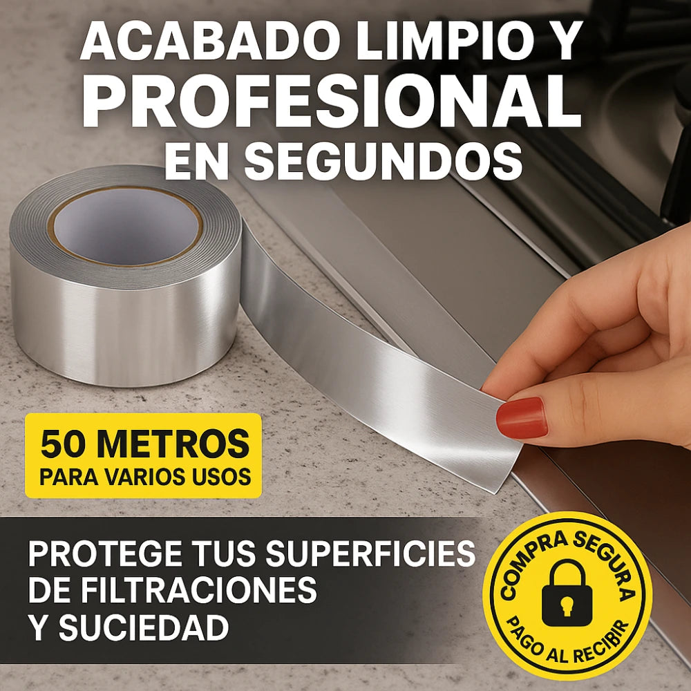 CINTA ALUMI 50 MTS. | 🍳 SELLADO PERFECTO CONTRA GRASA, AGUA Y SUCIEDAD