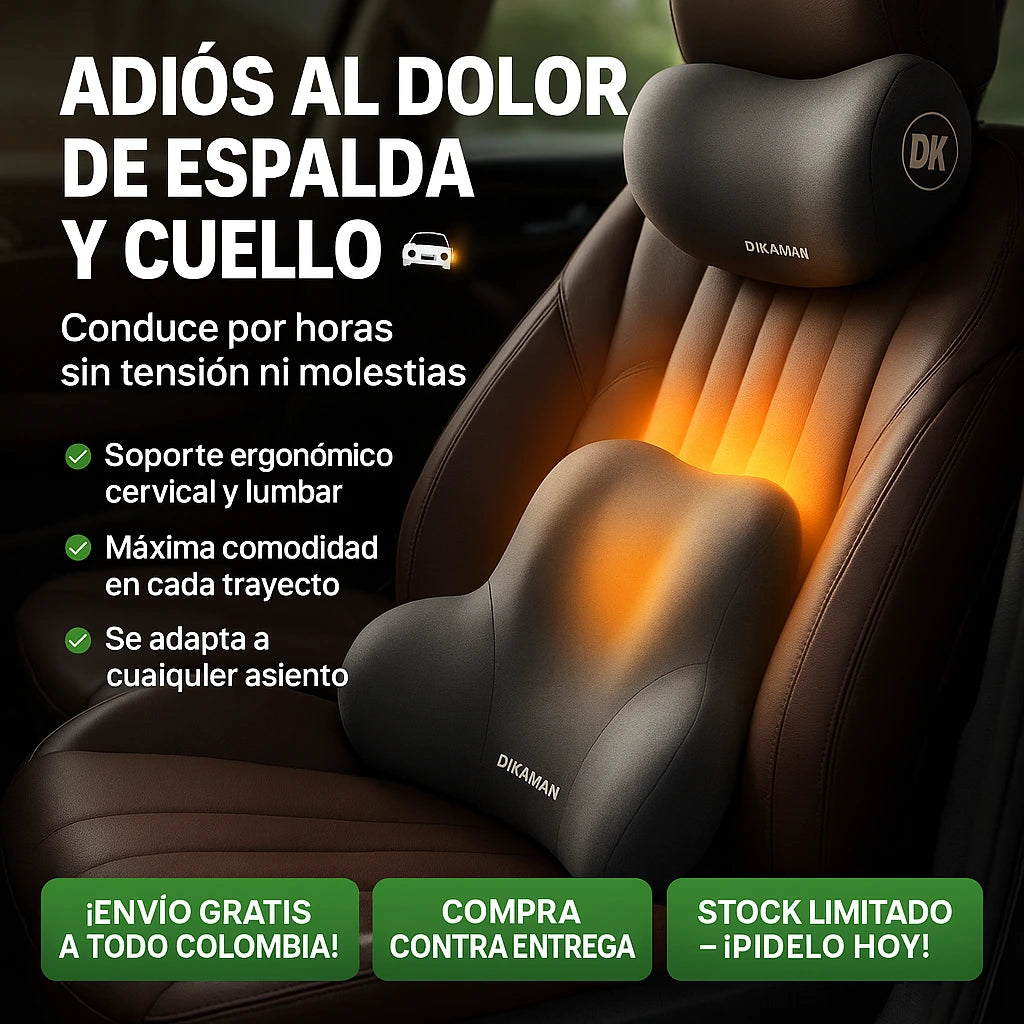 AutoRelax 2 en 1 | 🚗✨ DOS SOPORTES EN UNO: LUMBAR + CERVICAL PARA MANEJAR CON COMODIDAD