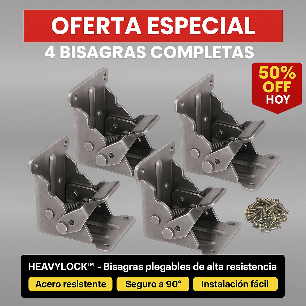 BISAGRAS HEAVYLOCK™🔒 Convierte Tus Mesas Y Sillas En Plegables De Carga Pesada | 4 PIEZAS