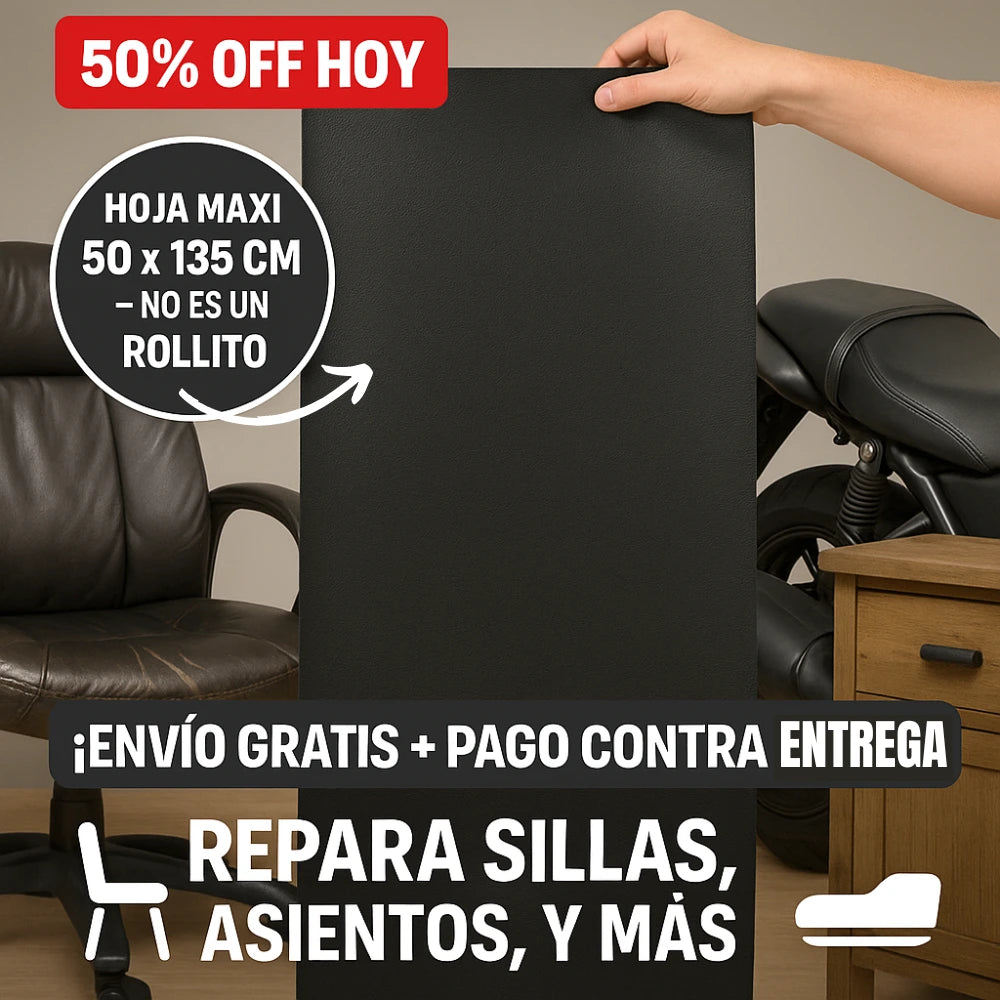 MAXICUERO™ Hoja grande, pegado fuerte y acabado elegante para tus muebles o asientos🪑
