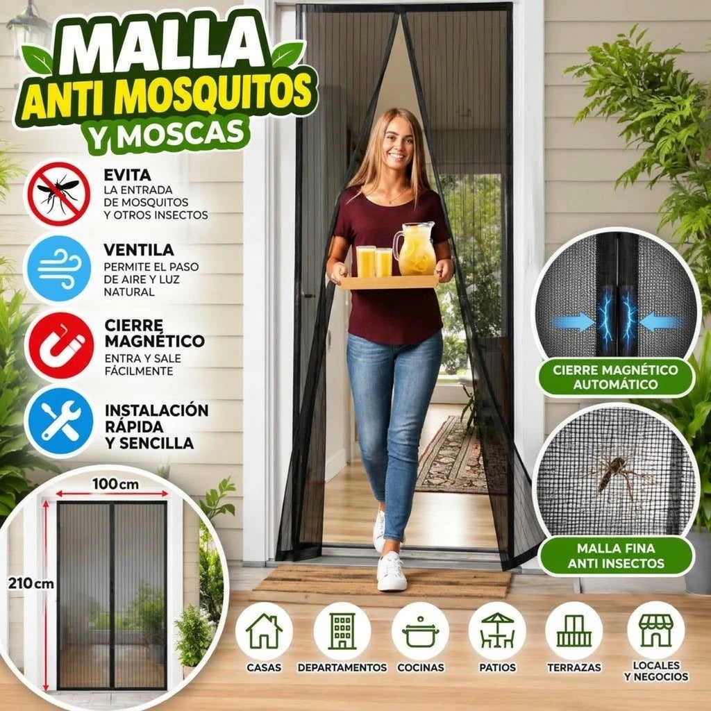 Malla Mosquitera Magnética Para Puerta (Cierre Automático) 1.80 x 2.10 metros