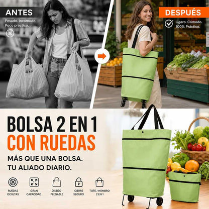 Haz el Súper sin Cargar un Solo Kilo | Oferta de 2 Bolsas Plegables Reforzadas
